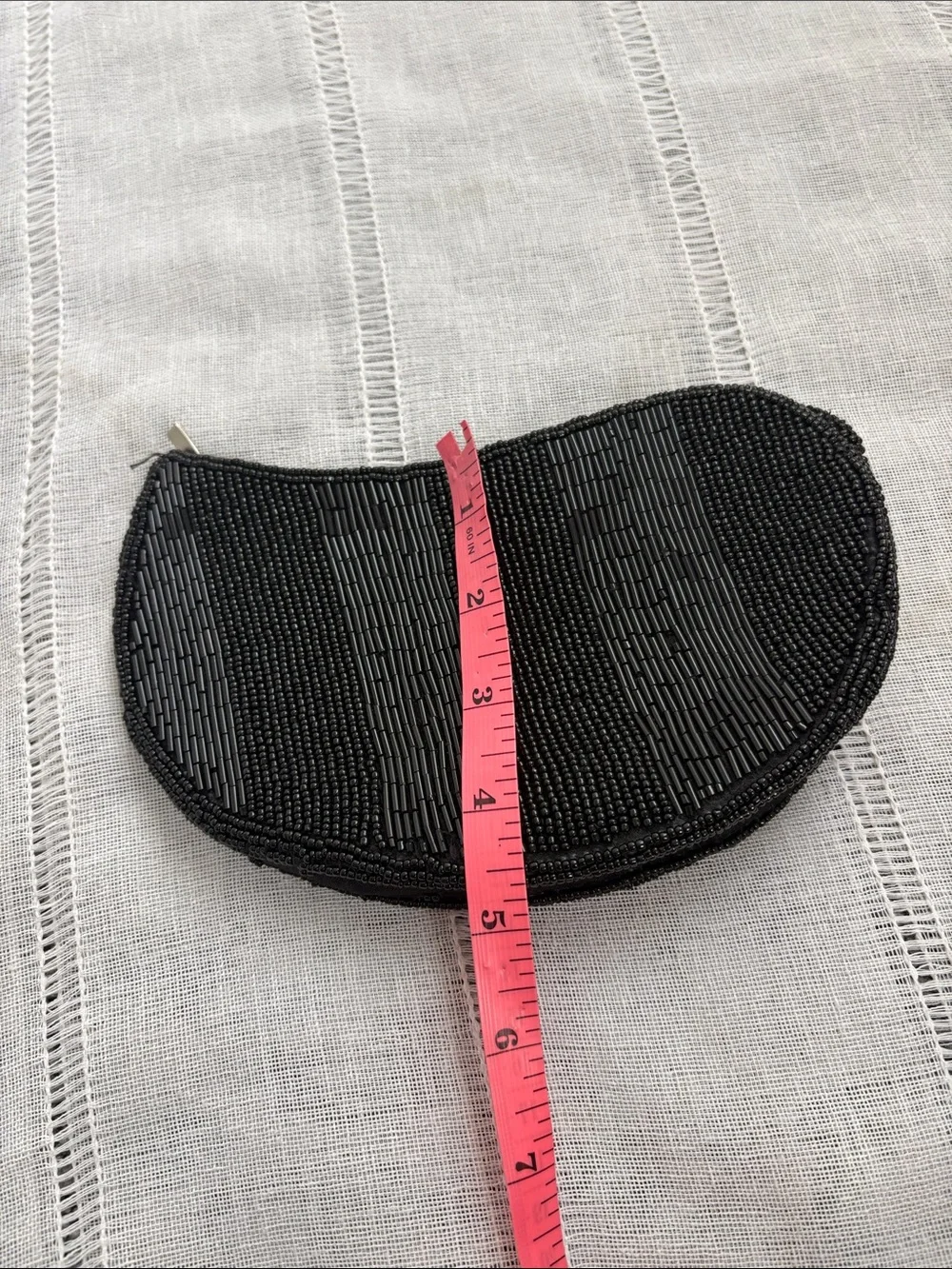 Vintage Y2k Evening Black Beaded Wristlet Clutch